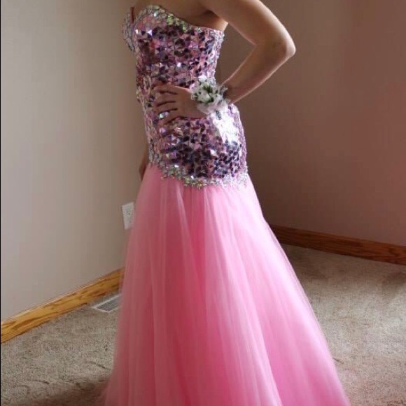 Stacey's Strapless Pink Prom Dress - Picture 2 of 10